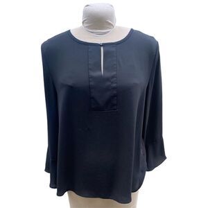 LOFT Black Tunic Flowy Dramatic Silhouette Size L Bell Sleeves